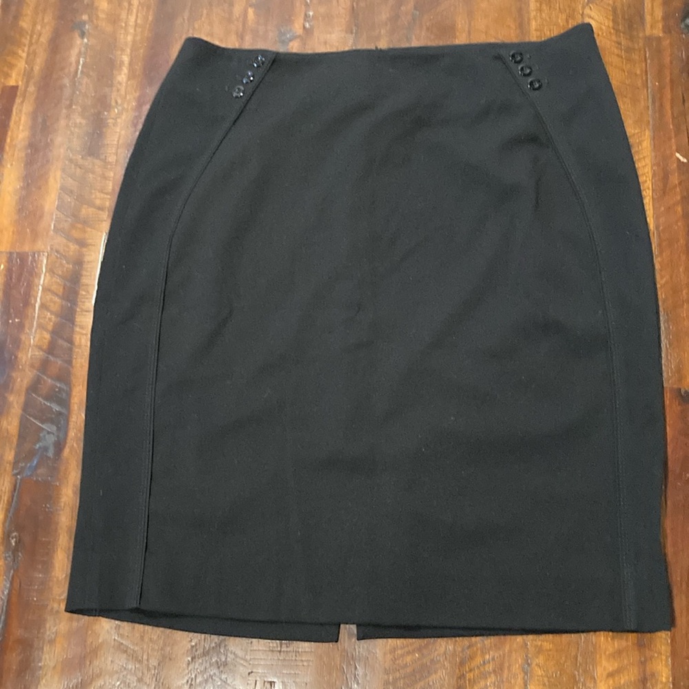WHBM black skirt button detail 14